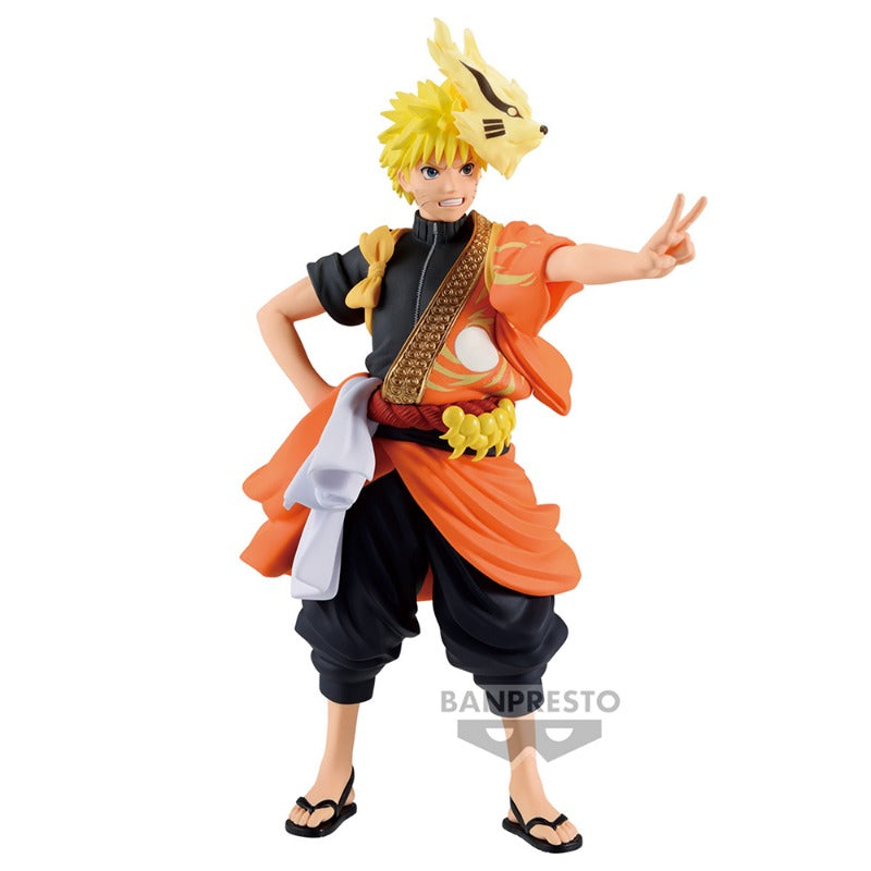 16cm Figurine Bandai Banpresto (édition limitée Naruto 20th Anniversary Clothing) | Figurines représentant Uchiha Sasuke et Uzumaki Naruto, célébrant le 20e anniversaire de Naruto Shippûden. Modèles détaillés, parfaits pour les fans et les collectionneurs