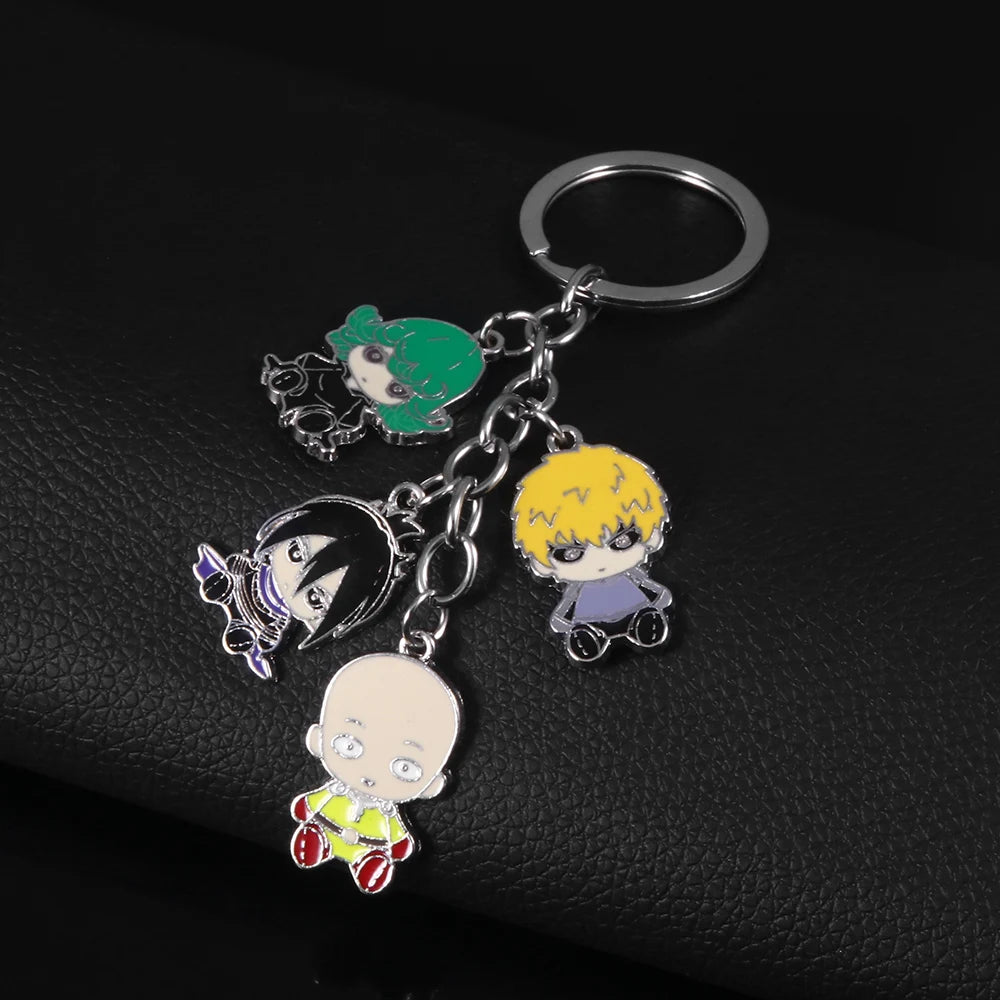 One Punch Man Keychain | Metal keychain with pendants of Saitama, Genos and the S-class heroes. Ideal for fans, perfect for personalizing your accessories. A practical and stylish gift