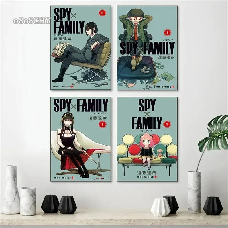 Spy x Family canvas poster with a cute and aesthetic manga cover. Perfect for decorating bedrooms, living spaces or children's rooms, this poster brings a kawaii touch to your interior decoration 