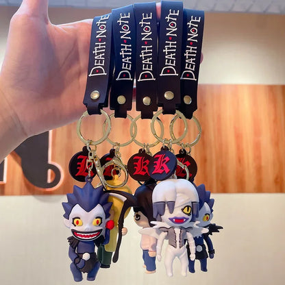 Porte-clés 3D de 6cm avec mini figurines de Light, L et Ryuk de Death Note. Idéal pour les sacs ou comme cadeau pour les fans de l'anime