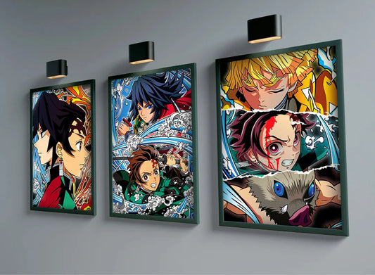 Poster mural Demon Slayer | Affiche décorative Demon Slayer, idéale pour embellir les murs de votre chambre, salon, café ou espace enfant. Impression sur toile de qualité, parfaite pour ajouter une touche d'art japonais classique à votre intérieur