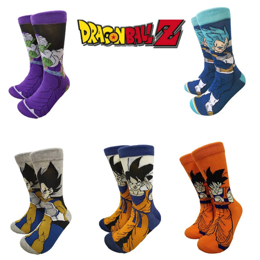 Chaussettes Dragon Ball  | Chaussettes en coton longues et respirantes avec imprimé des personnages de DBZ. Style hip-hop, idéales pour les amateurs de skateboard et les fans de Dragon Ball