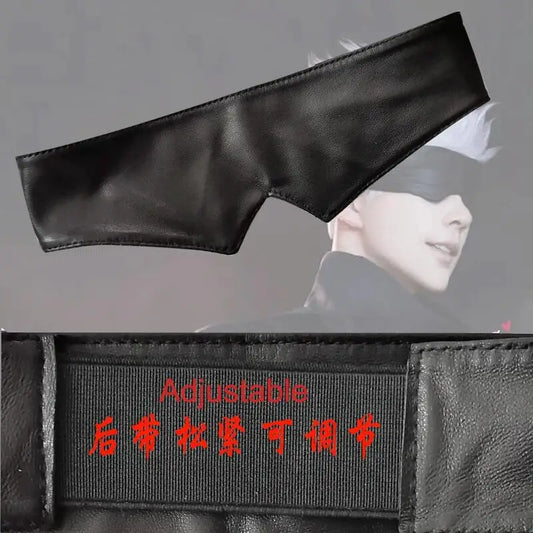 Bandeau en cuir pour cosplay de Gojo Satoru de Jujutsu Kaisen, avec design ajustable. Accessoires parfaits pour compléter votre costume de Gojo lors de fêtes ou pour offrir en cadeau.