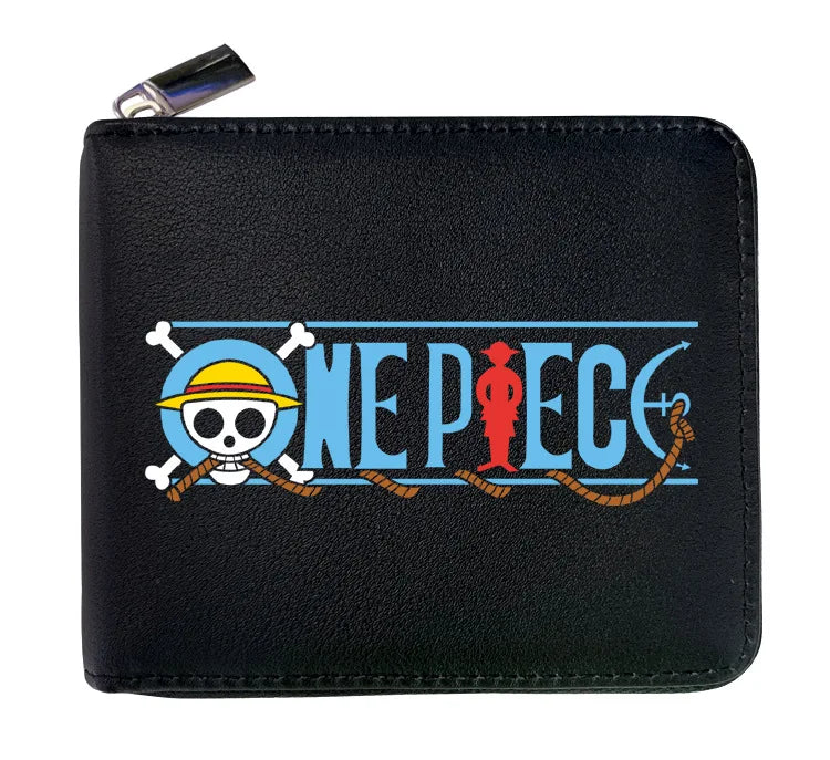 12*10cm Portefeuille en Cuir à Fermeture Zip One Piece. Ce portefeuille en cuir arbore les initiales des personnages emblématiques de One Piece, alliant style et fonctionnalité