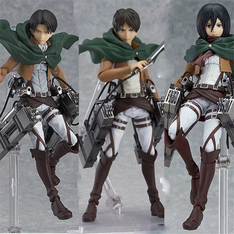 19cm Figurines d'action Attack on Titan | Figurines d'Eren Jaeger, Mikasa Ackerman et Levi Ackerman de Attack on Titan, parfaites pour la collection et comme cadeau pour les fans de la série