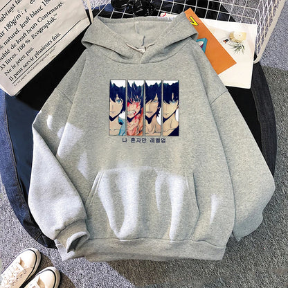 Solo Leveling Hoodie for Men and Women. This fleece pullover is perfect for fall and winter, a must-have for manga fans.