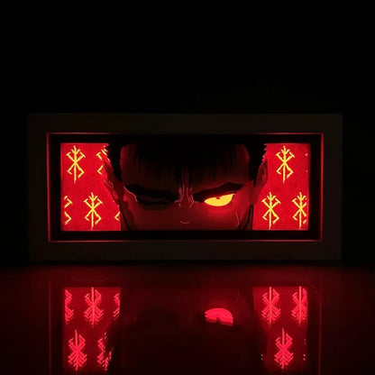 Lampe LED 3D BERSERK | Lampe de nuit représentant Guts, avec une lumière LED réglable intégrée pour un éclairage doux et décoratif. Parfaite pour la décoration de chambre ou comme cadeau pour les fans de l'anime