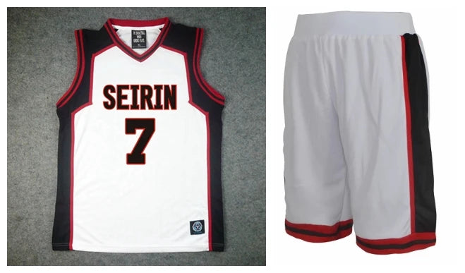 Ensemble Maillot et Short Kuroko no Basket Seirin | Uniforme de basket Seirin inspiré de l'équipe du duo iconique Kuroko Tetsuya (#11) et Kagami Taiga (#10). Ensemble comprenant un t-shirt et un short. Idéal pour le cosplay ou le sport