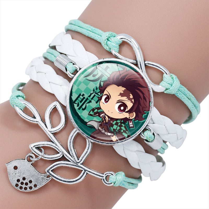 Bracelet Tressé Demon Slayer | Bracelet tressé inspiré de Demon Slayer, représentant les personnages emblématiques de l'anime. Parfait pour les couples et les fans, ce bracelet style Harajuku est un excellent accessoire cosplay ou bijou de tous les jours