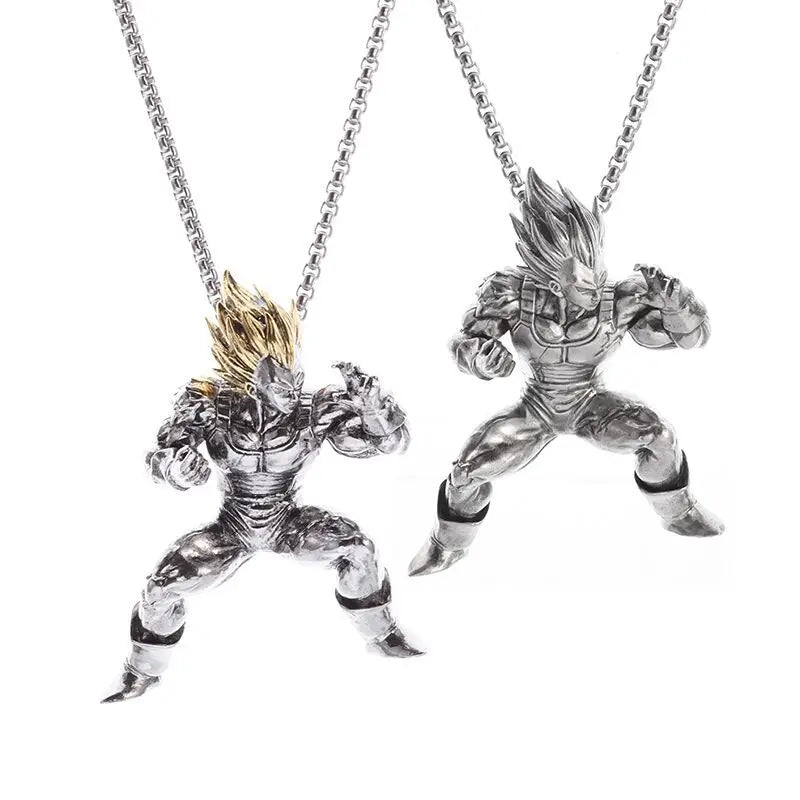 Collier Dragon Ball | Pendentif Super Saiyan Son Goku, Vegeta, Broly. Collier avec pendentif en alliage électroplaqué, parfait pour les fans de Dragon Ball Z. Idéal pour ajouter une touche otaku et tendance à vos tenues