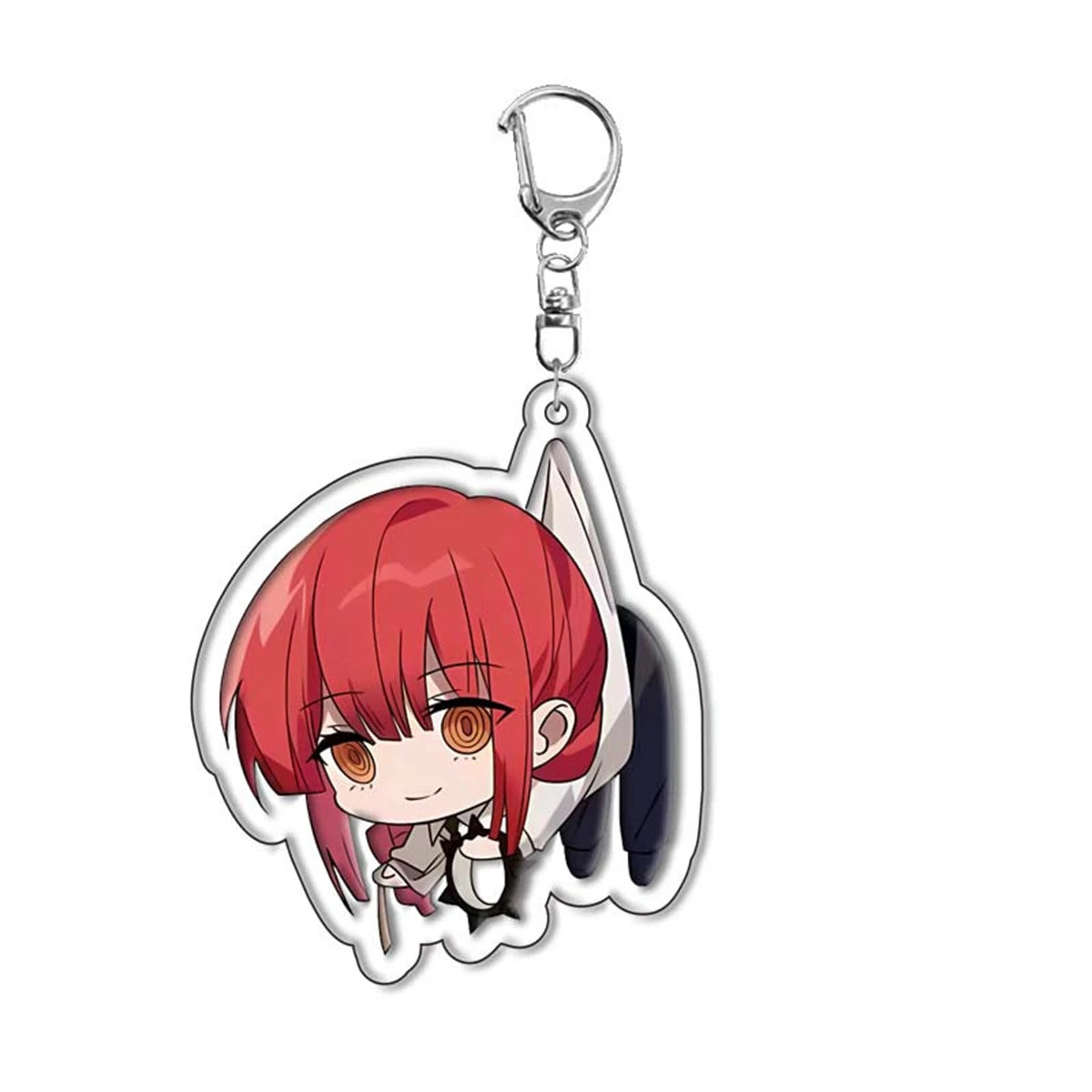 Pendentif représentant des personnages de l'anime Chainsaw Man, idéal pour décorer sacs et clés. Parfait comme cadeau de cosplay ou pour les fans. Un accessoire pratique et stylé à offrir ou à collectionner