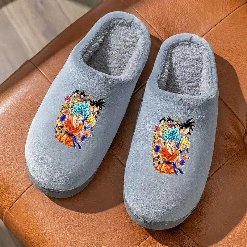 Chaussons en Peluche Dragon Ball | Chaussons en peluche inspirés de Son Goku, parfaits pour l'hiver. Conçus en coton épais et doux, avec une semelle antidérapante et une doublure chaude pour un confort optimal. Idéaux pour les fans d'anime