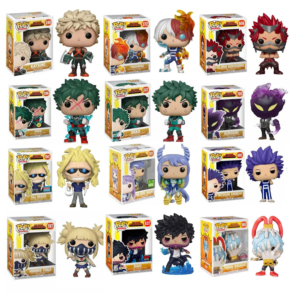 Figurines en vinyle Funko Pop inspirées des personnages de My Hero Academia. Idéal pour les fans et collectionneurs ou pour offrir en cadeau