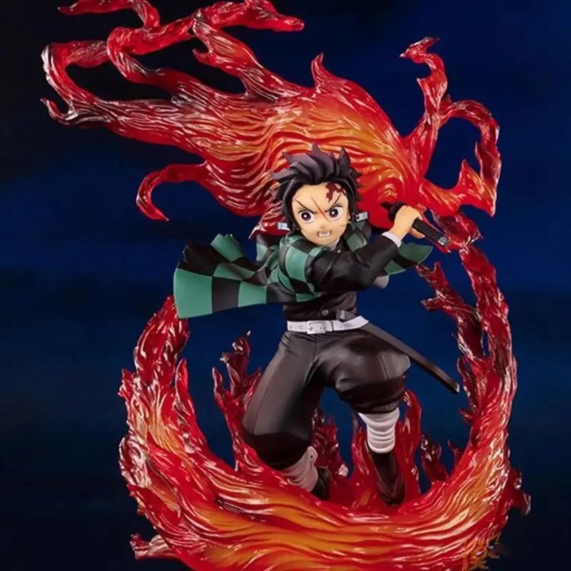 24cm Demon Slayer Figure | Figure representing Tanjiro and Nezuko Kamado using the Demon Blood Art. This figure is ideal for fans and collectors of Kimetsu no Yaiba 