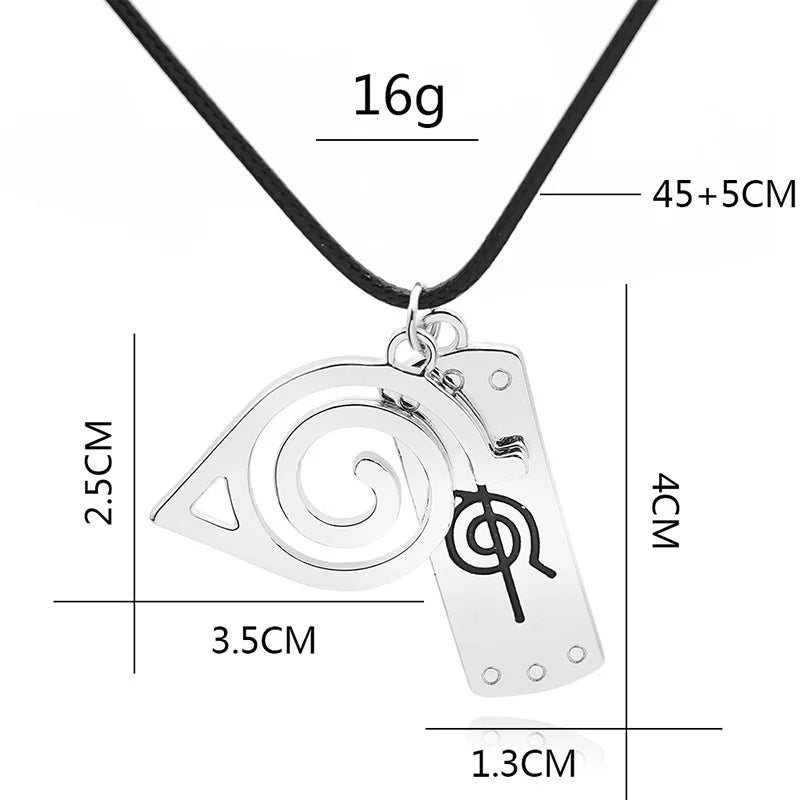 Collier pendentif NARUTO : logo creux en acier inoxydable couleur argent, chaîne longue, accessoire de mode pour hommes et femmes