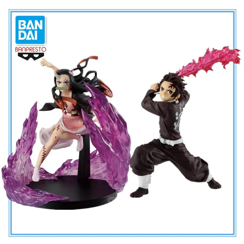 11cm Figurines BANDAI Demon Slayer Vibration Stars Plus | Figurines PVC Demon Slayer de Kamado Tanjiro et Nezuko, édition Vibration Stars Plus. Parfaites pour les collectionneurs et les enfants fans d'anime