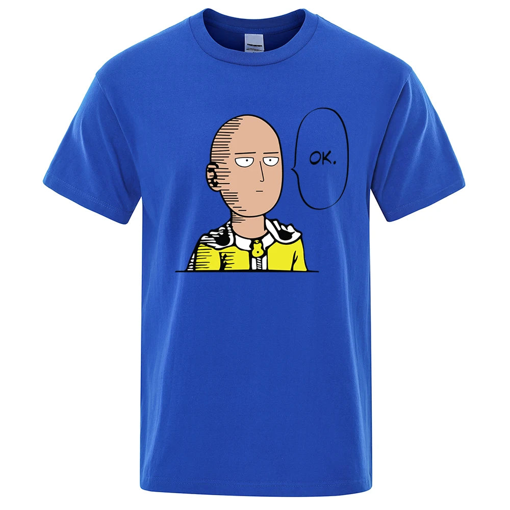 One Punch Man Oversized T-Shirt | Soft cotton t-shirt with One Punch Man "OK" print. Casual hip-hop design, perfect for summer. Ideal for anime fans