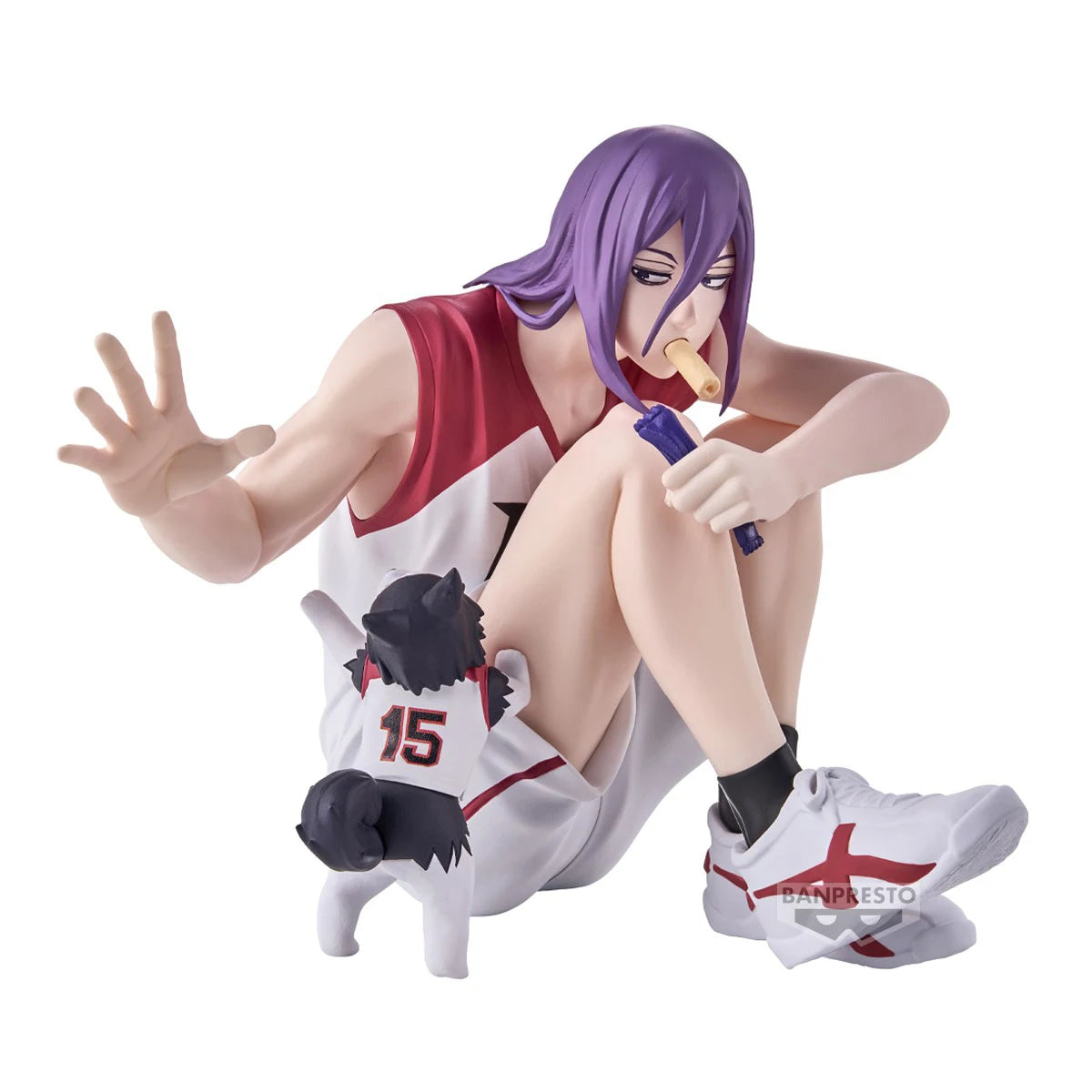 Figurines BANDAI BANPRESTO Kuroko's Basketball LAST GAME | Figurines d'anime de Kuroko, Kagami, Aomine, Akashi, Murasakibara, Kise et Midorima en position décontractée avec le chiot Kuro Junior. Idéal pour les fans et collectionneurs