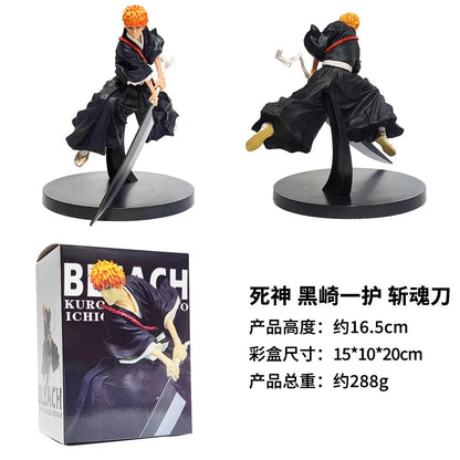 17cm Figurine BLEACH | Figurine en posture dynamique de Kurosaki Ichigo, brandissant son épée. Cette figurine est un superbe ajout pour toute collection d’action ou comme cadeau pour les fans de l’anime