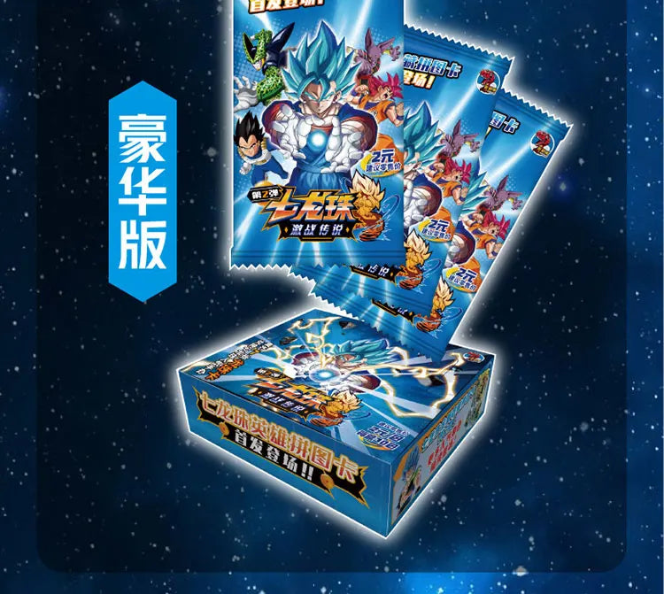 Boîtes de Cartes de Collection Dragon Ball avec Goku, Vegeta et les Saiyans. Cartes brillantes idéal pour les batailles. Un cadeau idéal pour les enfants et les fans de l'anime !