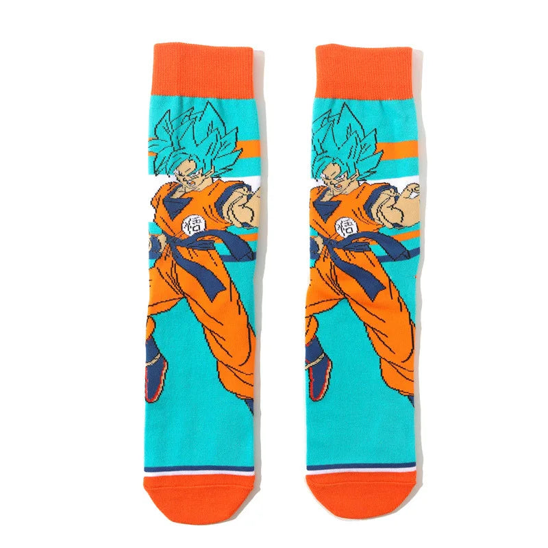 Chaussettes Dragon Ball  | Chaussettes en coton longues et respirantes avec imprimé des personnages de DBZ. Style hip-hop, idéales pour les amateurs de skateboard et les fans de Dragon Ball