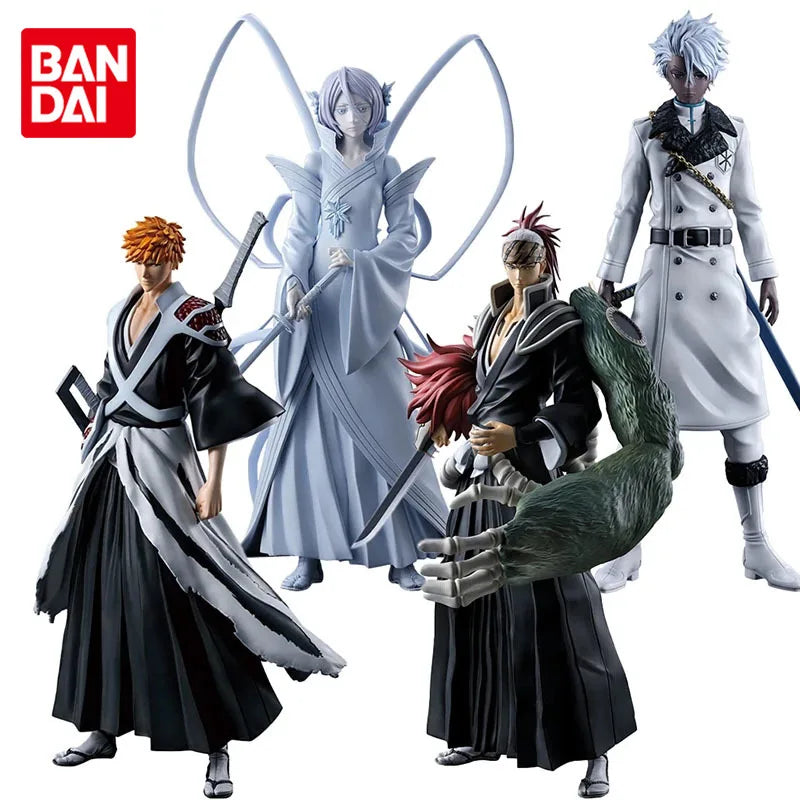 BANDAI Figuras Originales Ichiban KUJI Bleach | Estas figuras de Ichigo, Renji, Toshiro y Rukia son perfectas para los fans de la serie. Cada figura está bellamente detallada. Estos modelos limitados son perfectos como regalo para los fans. 