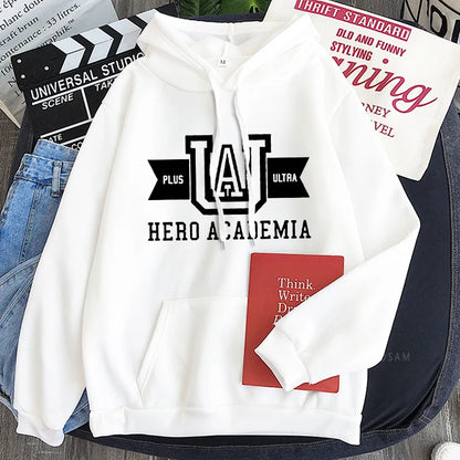 Sweat My Hero Academia | Sweat à capuche Harajuku UA, manches longues patchwork. Style streetwear pour hommes et femmes, parfait pour l’hiver