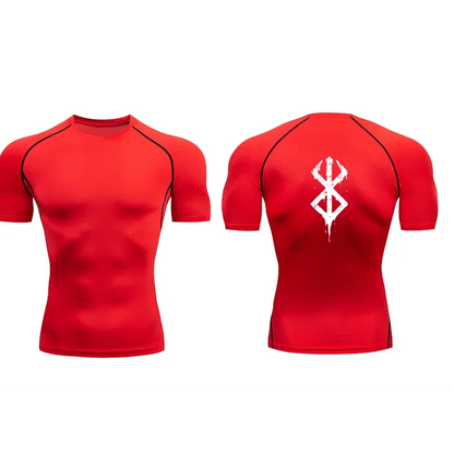 T-shirt de compression Berserk pour homme | Imprimé 3D du symbole de Berserk, maillot respirant à séchage rapide, parfait pour le sport et le fitness