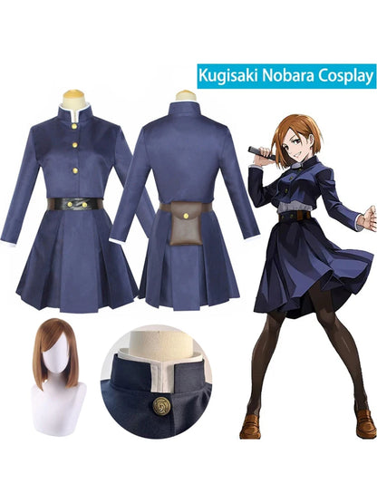 Costume Cosplay Jujutsu Kaisen Kugisaki Nobara Tenue complète de cosplay pour femmes, inspirée de Kugisaki Nobara dans Jujutsu Kaisen. Comprend la robe uniforme avec détails fidèles, idéale pour conventions, fêtes ou collection