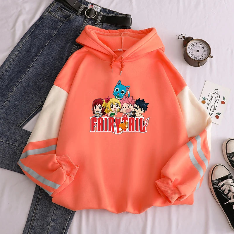 Fairy Tail Japan Anime Harajuku Hoodies Winter Casual Pullover Happy/Natsu Dragneel/Gray Fullbuster Manga Long Sleeve Sweatshirt