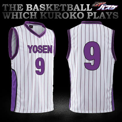 Kuroko no Basket Cosplay | Uniforme escolar de Yosen: conjunto de camisetas número 9 o número 12 de Murasakibara Atsushi y Tatsuya Himuro. Incluye camiseta deportiva y pantalón corto. Perfecto para cosplay, fanáticos del anime o actividades deportivas.