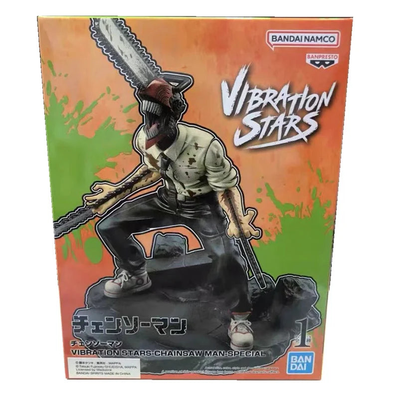 12-14cm Figurine Originale Bandai Banpresto (édition Vibration Stars) Chainsaw Man | Modèles en PVC de Denji et Power en pleine action. Parfaits comme jouets d'action, cadeaux ou objets de collection pour les fans