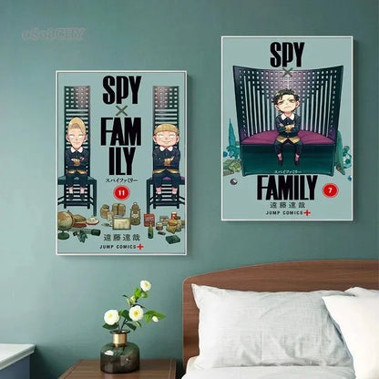 Spy x Family canvas poster with a cute and aesthetic manga cover. Perfect for decorating bedrooms, living spaces or children's rooms, this poster brings a kawaii touch to your interior decoration 