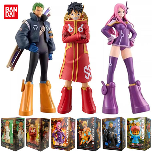 17cm Figurine One Piece | Figurine One Piece représentant Monkey D. Luffy et ses compagnons dans leur look "Egg Head Island". Parfaite pour les collectionneurs et fans d’anime, idéale comme cadeau pour les enfants