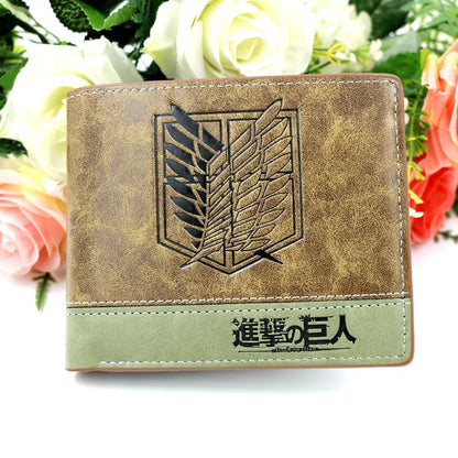 12*10cm | High quality Attack on Titan leather wallet, featuring the iconic logo of the series. A stylish and functional accessory for anime fans 