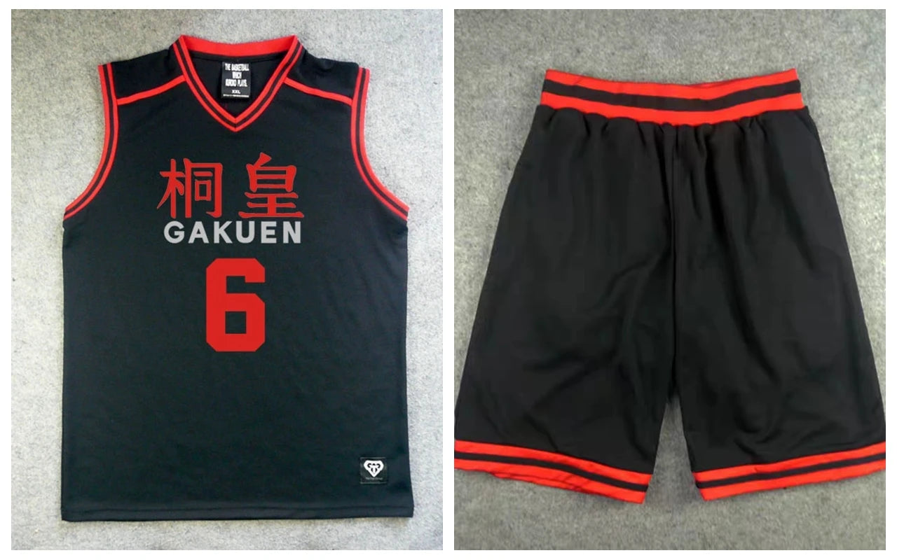 Ensemble Maillot et Short Kuroko's Basket | Uniforme scolaire GAKUEN inspiré de l'équipe d'Aomine Daiki. Ensemble sportswear comprenant un t-shirt et un short de basketball, idéal pour le cosplay, les événements sportifs ou comme cadeau pour les fans