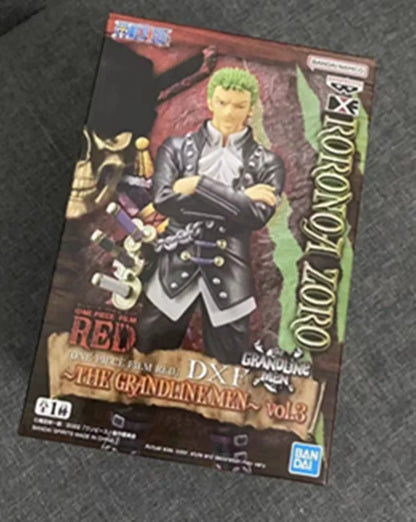 Figuras DXF oficiales de BANDAI One Piece de 18 cm | Modelos detallados de PVC de personajes icónicos de One Piece: Roronoa Zoro, Sanji Vinsmoke, Uta y Red Shanks (RED Film Version). Ideal para aficionados y coleccionistas.