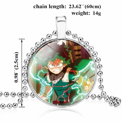 Collier My Hero Academia avec un pendentif rond stylé, inspiré de des personnages de My Hero Academia. Accessoire idéal pour compléter un look ou offrir en cadeau