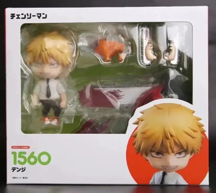 Figura de hombre motosierra versión Q de 10 cm | Figura de acción con piezas intercambiables, en PVC, que representa a Denji y Pochita. Perfecto para decoración de escritorio y un gran regalo para los fanáticos del anime.