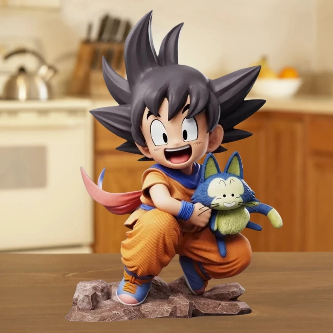 10cm Figurine Dragon Ball | Goku avec Puar dans une pose affectueuse. Un excellent modèle de collection pour les fans de Dragon Ball Z. Un cadeau parfait pour les amateurs d'anime !