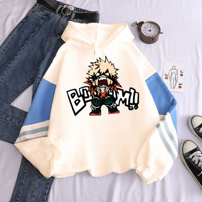 Sweat à Capuche My Hero Academia | Sweat graphique unisexe avec impression Bakugo, style décontracté et oversized. Parfait pour les fans d'anime et le streetwear Harajuku