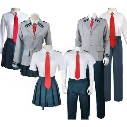 Cosplay complet UA Hero Academy de l'uniforme scolaire des héros de l'anime. Parfait pour les cosplay et les événements comme Halloween. Unisexe, idéal pour les fans de Boku No Hero Academia.