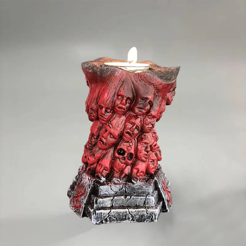 Portavelas de Resina con soporte inspirado en el mundo de BERSERK, ideal para Halloween o decoraciones temáticas. Regalo perfecto para los amantes del anime y los artículos únicos.