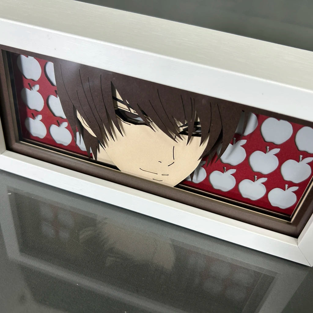 Lampe LED 3D Death Note | Lampe de nuit représentant Light Yagami et L, avec une lumière LED intégrée pour un éclairage décoratif. Parfaite pour la décoration de chambre ou comme cadeau pour les fans de l'anime