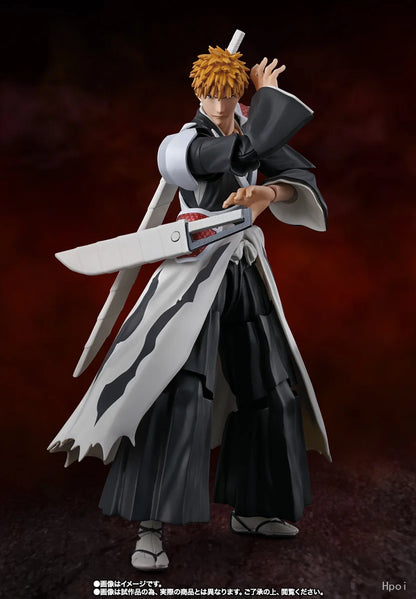 Figura de lejía de 16 cm | Esta figura articulada de Kurosaki Ichigo, inspirada en el arco de la "Guerra de Sangre de los Mil Años" de Bleach. Presenta detalles y articulación cuidadosos para recrear sus poses icónicas. 