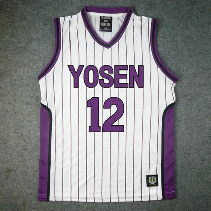 Kuroko no Basket Cosplay | Uniforme escolar de Yosen: conjunto de camisetas número 9 o número 12 de Murasakibara Atsushi y Tatsuya Himuro. Incluye camiseta deportiva y pantalón corto. Perfecto para cosplay, fanáticos del anime o actividades deportivas.