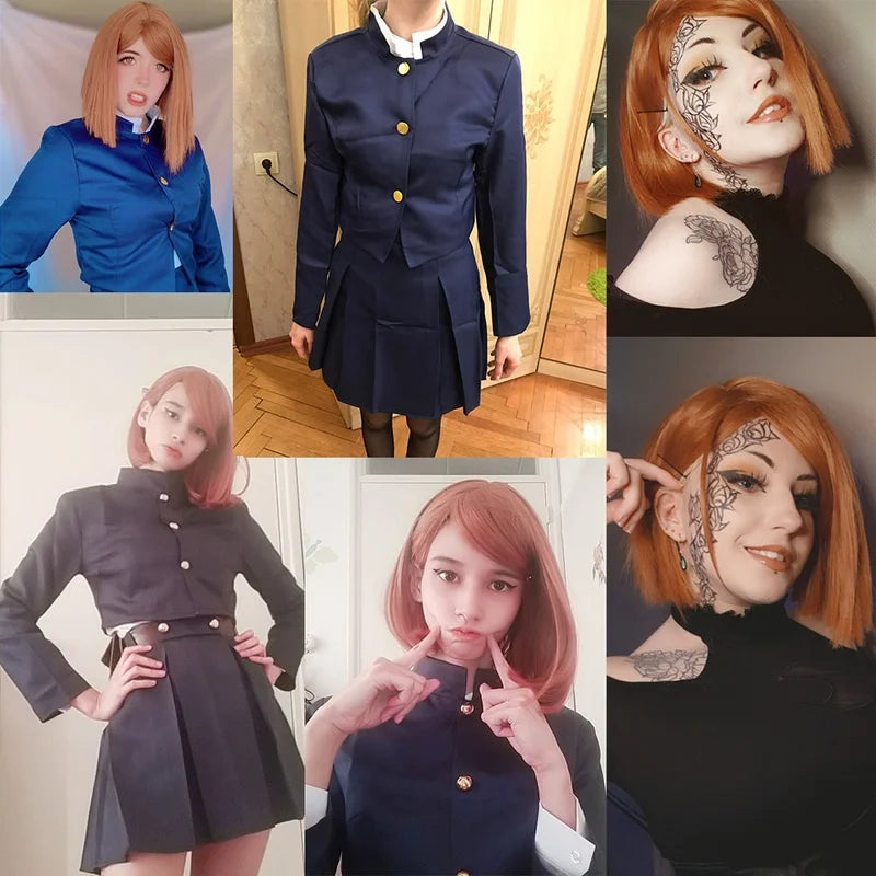 Costume Cosplay Jujutsu Kaisen Kugisaki Nobara Tenue complète de cosplay pour femmes, inspirée de Kugisaki Nobara dans Jujutsu Kaisen. Comprend la robe uniforme avec détails fidèles, idéale pour conventions, fêtes ou collection