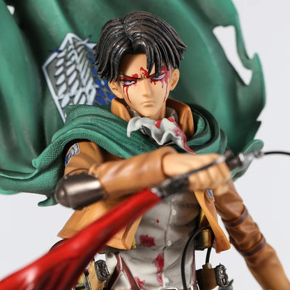 31-36cm Figurine Attack on Titan | Figurine représentant Levi & Mikasa Ackerman de l'anime Attack on Titan. Modèle idéal pour les fans et collectionneurs, parfait pour la décoration ou comme cadeau