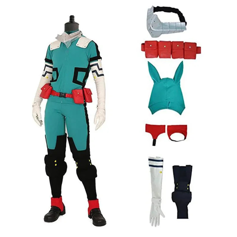 Devenez le héros de la soirée avec ce costume de Midoriya Izuku (Deku) de My Hero Academia. Parfait pour Halloween, les carnavals ou toute fête cosplay, ce set unisexe vous permettra de revêtir l'armure de l'un des héros les plus populaires de l'anime