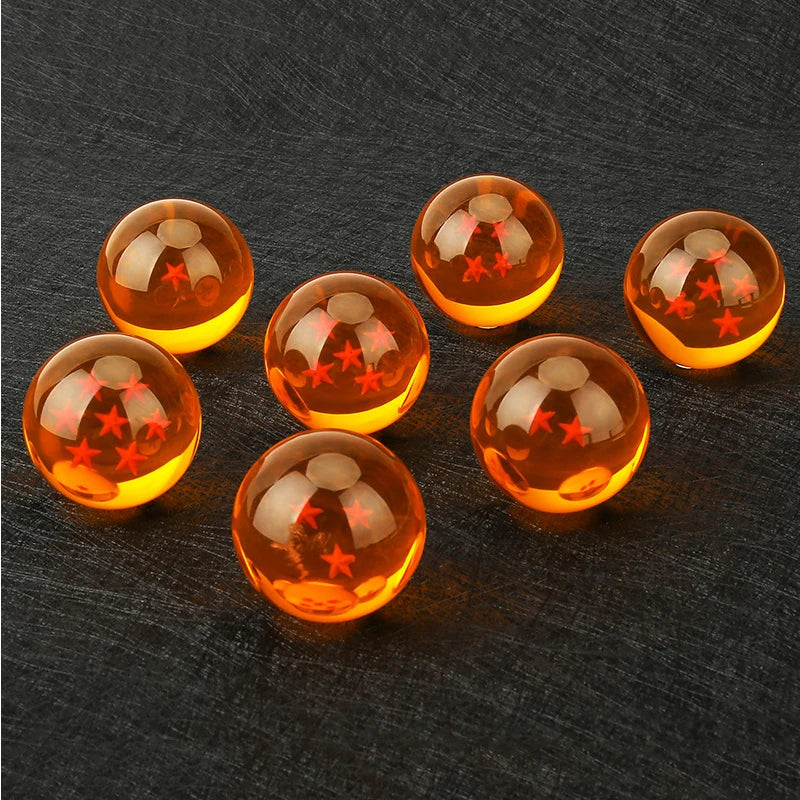 Set de 7 boules de cristal Dragon Ball (3,5 cm) | Invoquez Shenron avec ces figurines de collection, parfaites comme cadeau pour les fans de l'anime